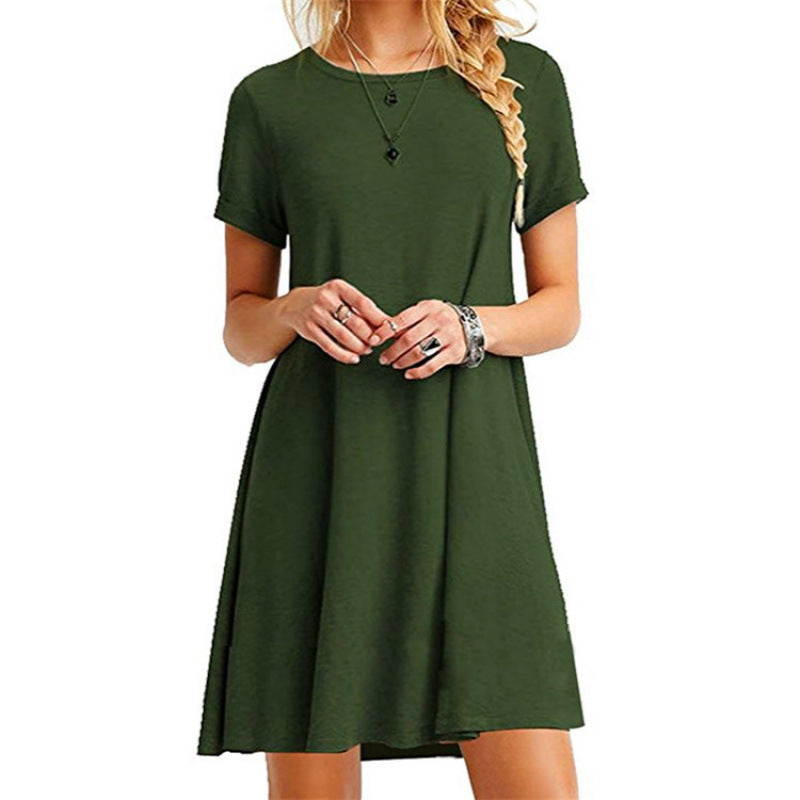 Womens Short Sleeve A-Line Dress