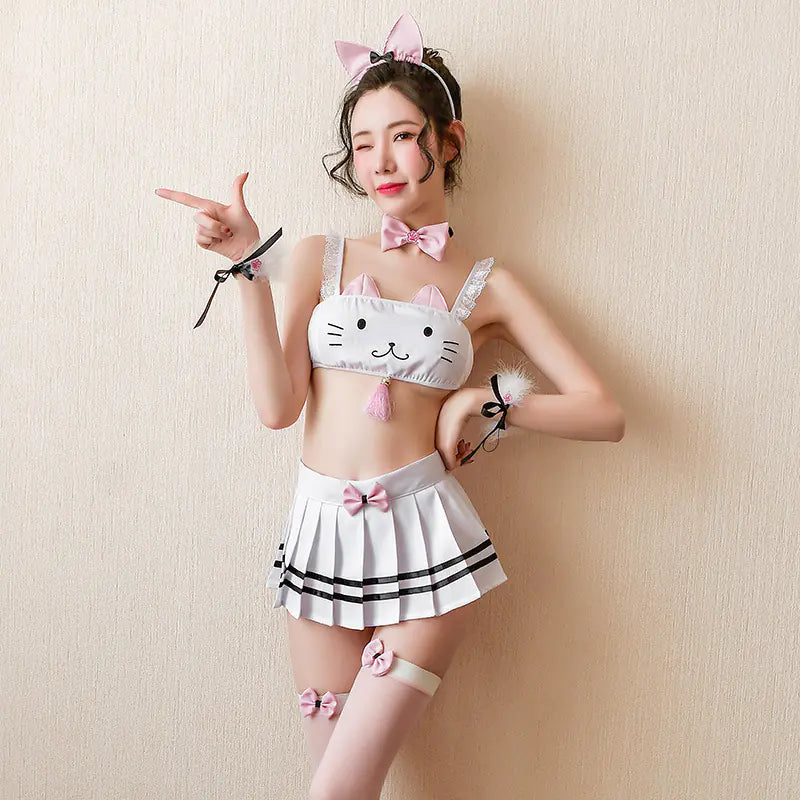 Cute Bunny Lingerie Set with Bow - Japanese Style