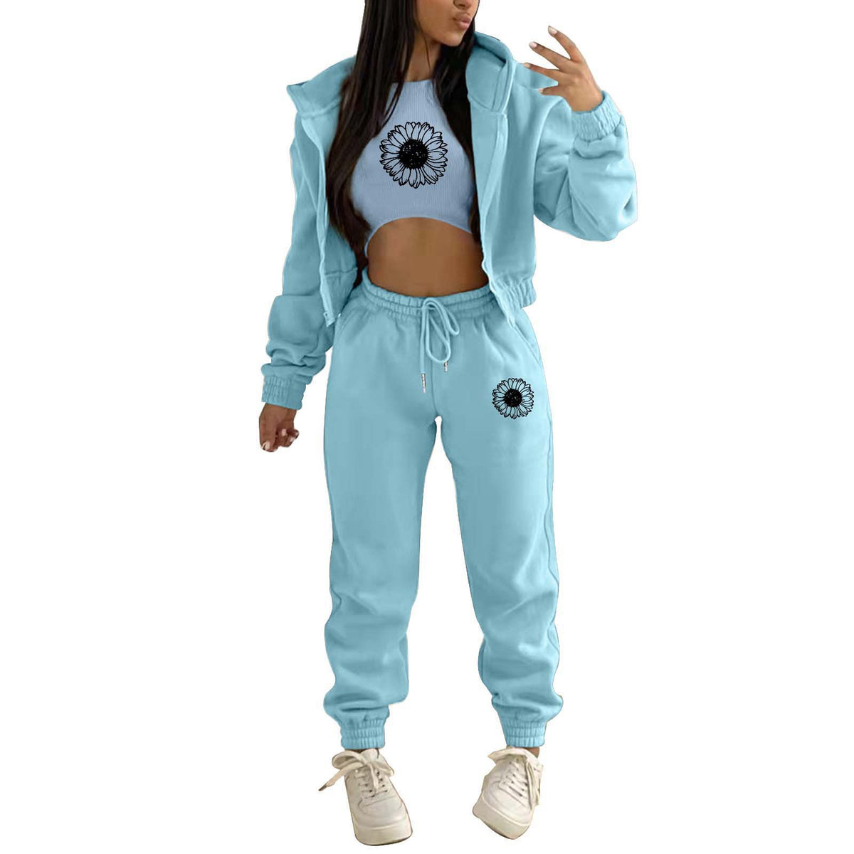 Womens Fleece Lined Hoodie Letter Print Sports Leisure Suit