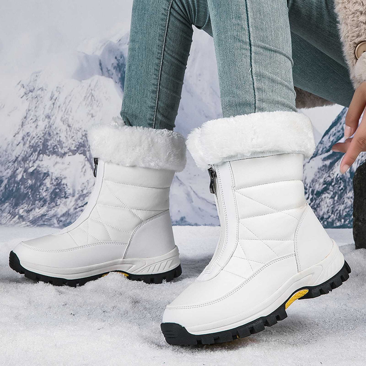Women Fleece Lined Snow Boots Anti Slip Winter Warm Outdoor Boots