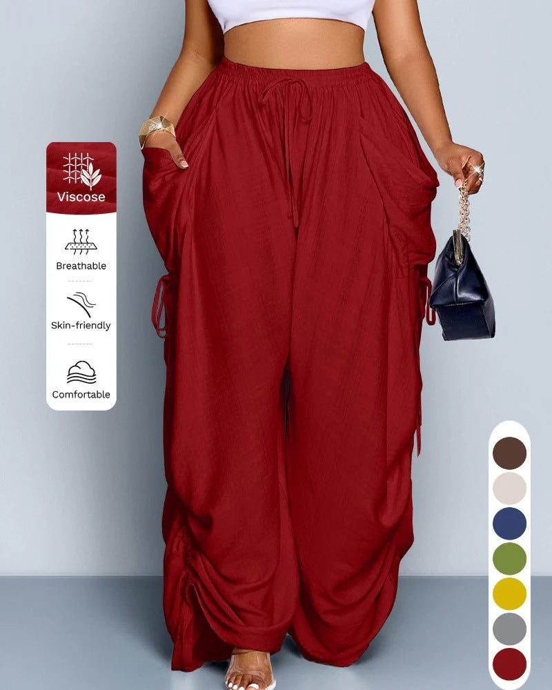 Women's High-Waist Linen Drawstring Pants