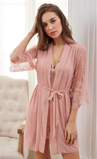 bre Lace Sheer Sexy Lingerie Sleepwear Set