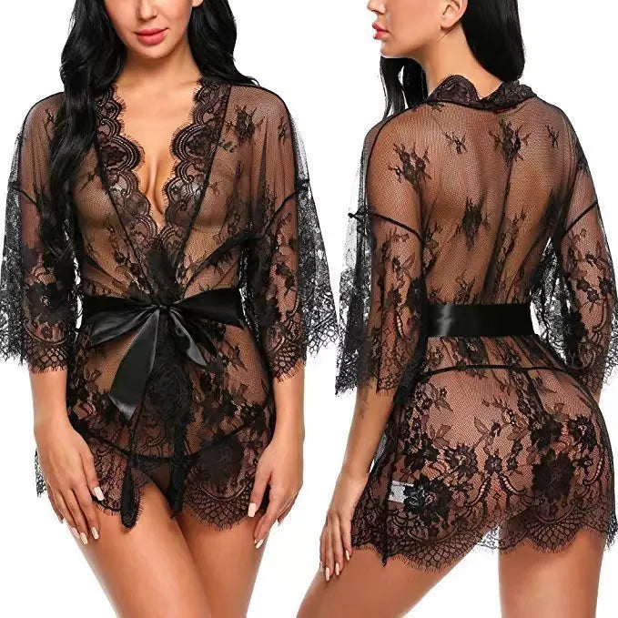 bre New Women's Sexy Lace Kimono Lingerie Set