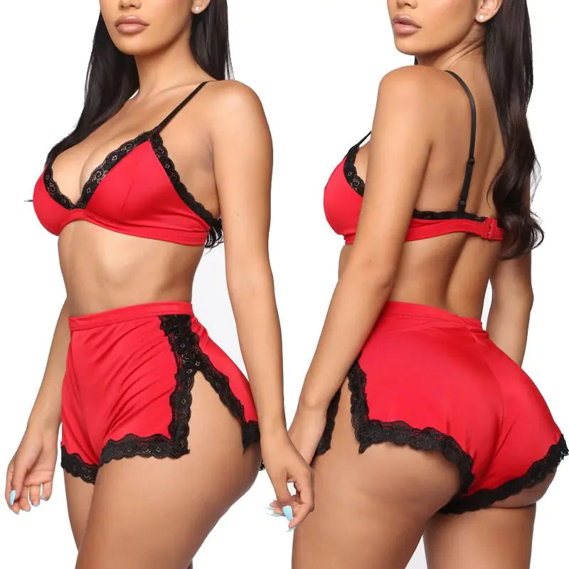 Women's Deep V-Neck Lace Lingerie and Sleepwear