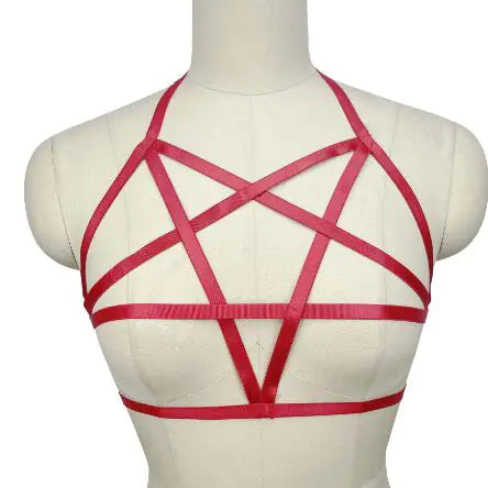 Black Five-Point Star Lingerie with Elastic Straps