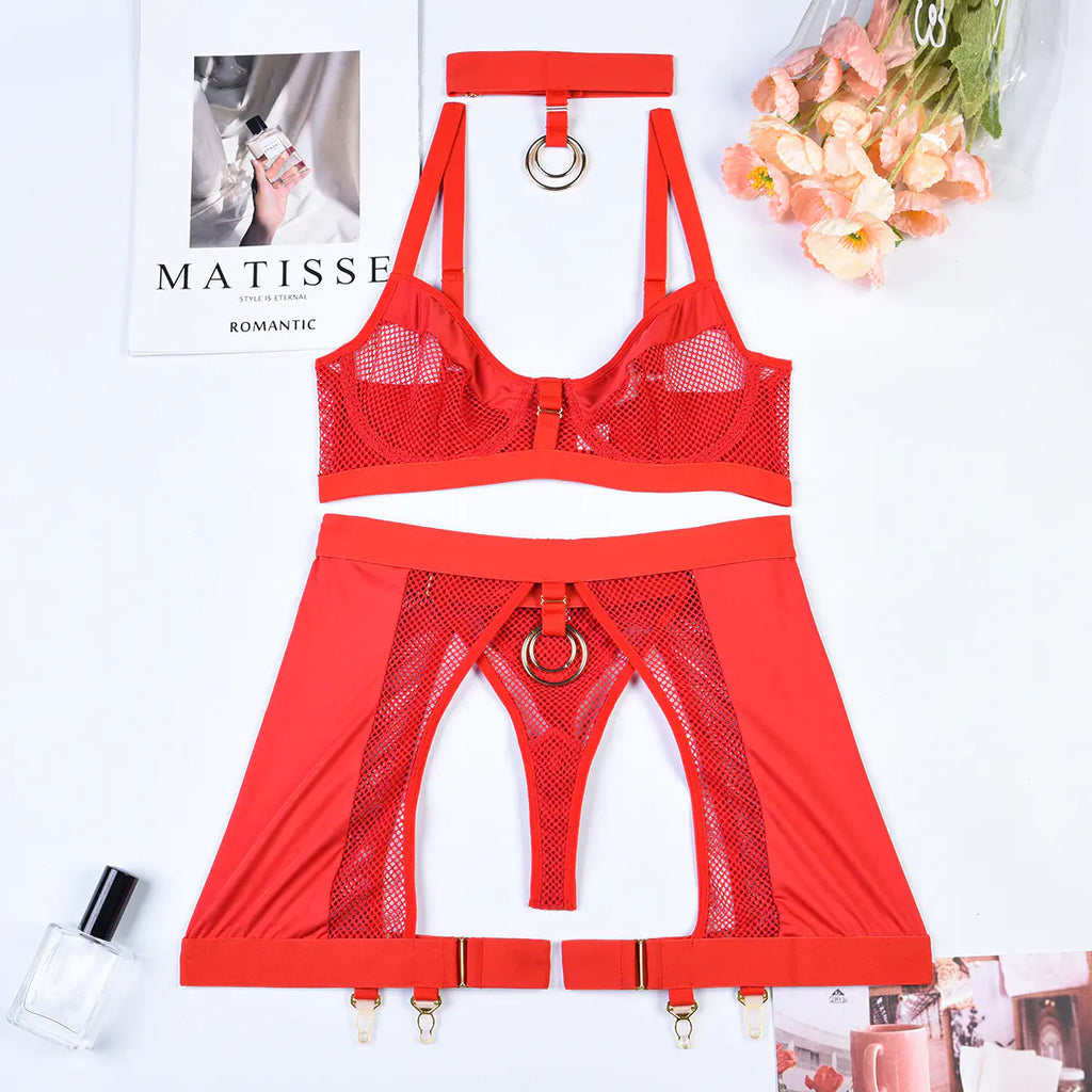 Siney European Style 4-Piece Lingerie Set with Underwire