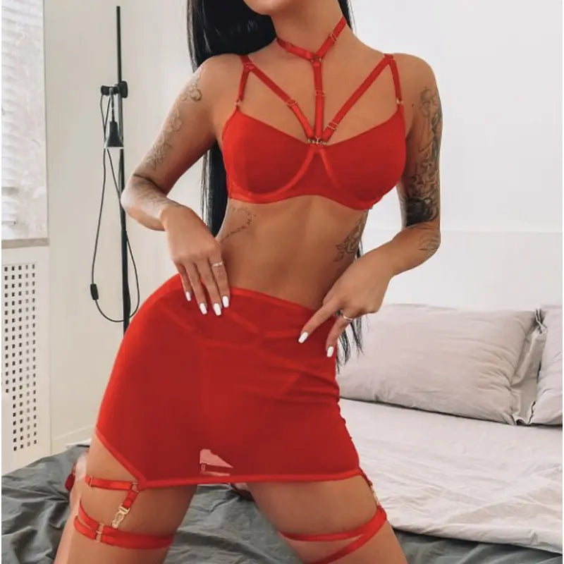 2022 Women's Fashion Breathable Mesh Lingerie Set