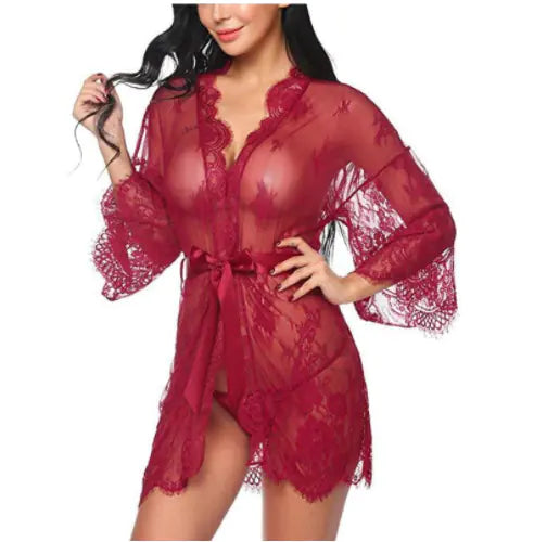 bre New Women's Sexy Lace Kimono Lingerie Set