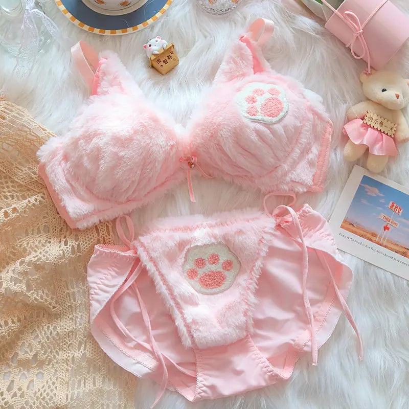 Winter Moon Rabbit Plush Lingerie Set with Bear